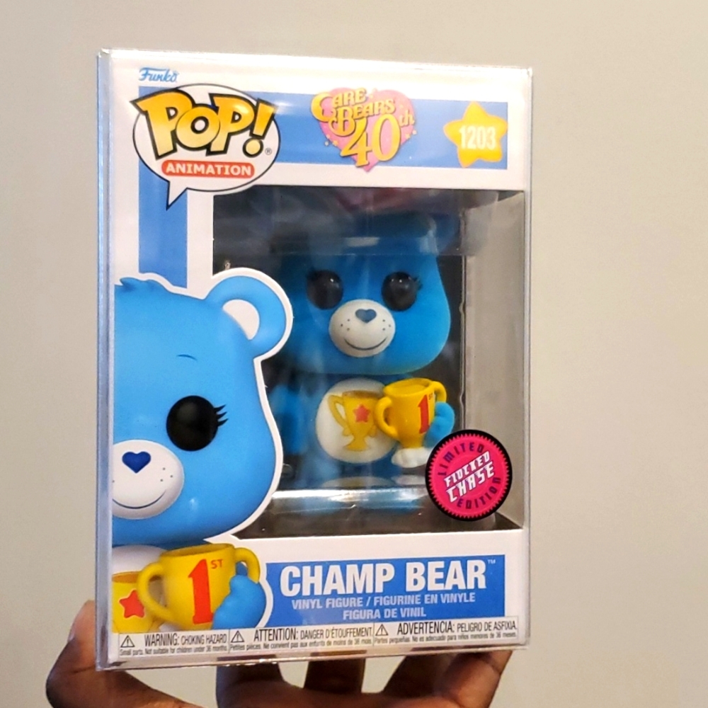 🏆💙 Care Bears CHAMP BEAR - Flocked CHASE - Limited Edition